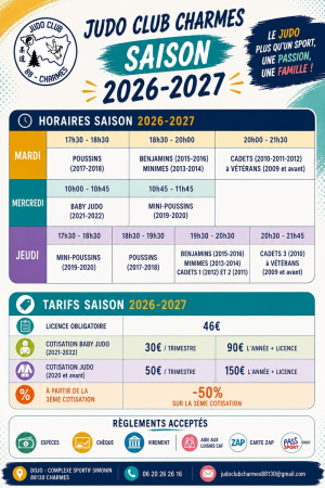 Rentrée Mardi 1er septembre 2026.⚠️Attention nouveaux horaires.