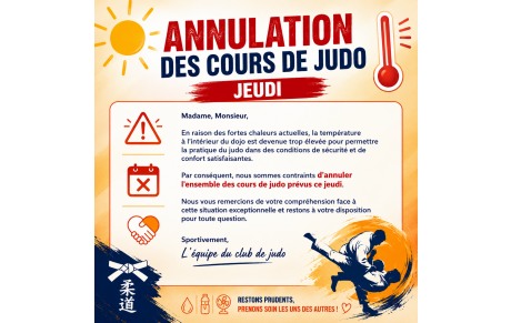 Annulation des cours de ce jeudi