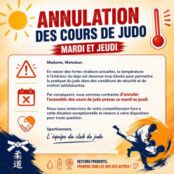 Annulation des entraînements en raison de la canicule.